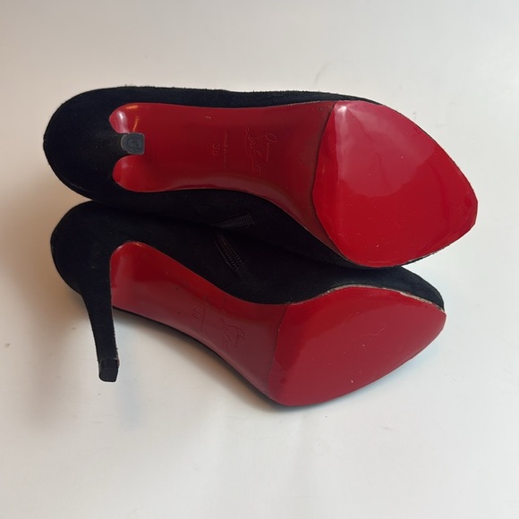 Christian Louboutin Elegant Black Suede Sock Ankle Boots Size 38 - Picture 5 of 11